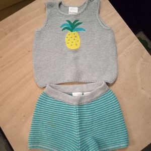 NWOT 3-6m Hanna Andersson Organic Cotton Knitted Tank and Shorts Combo